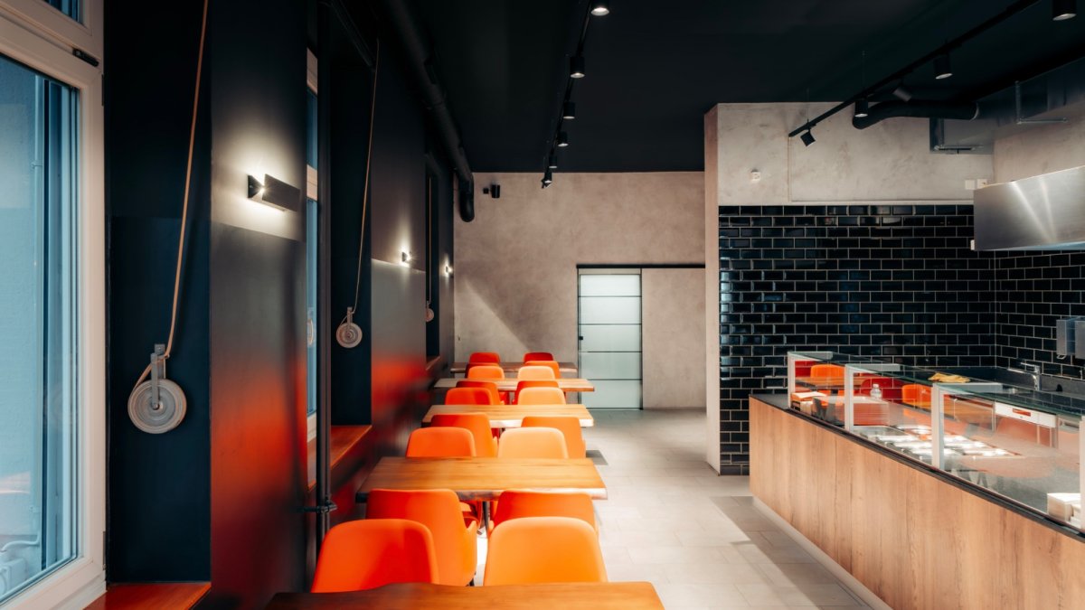 Sitzbereich im Restaurant 20s Smash Burger Baden